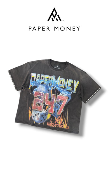 PAPER MONEY BLACK ROLLING 247 TEE