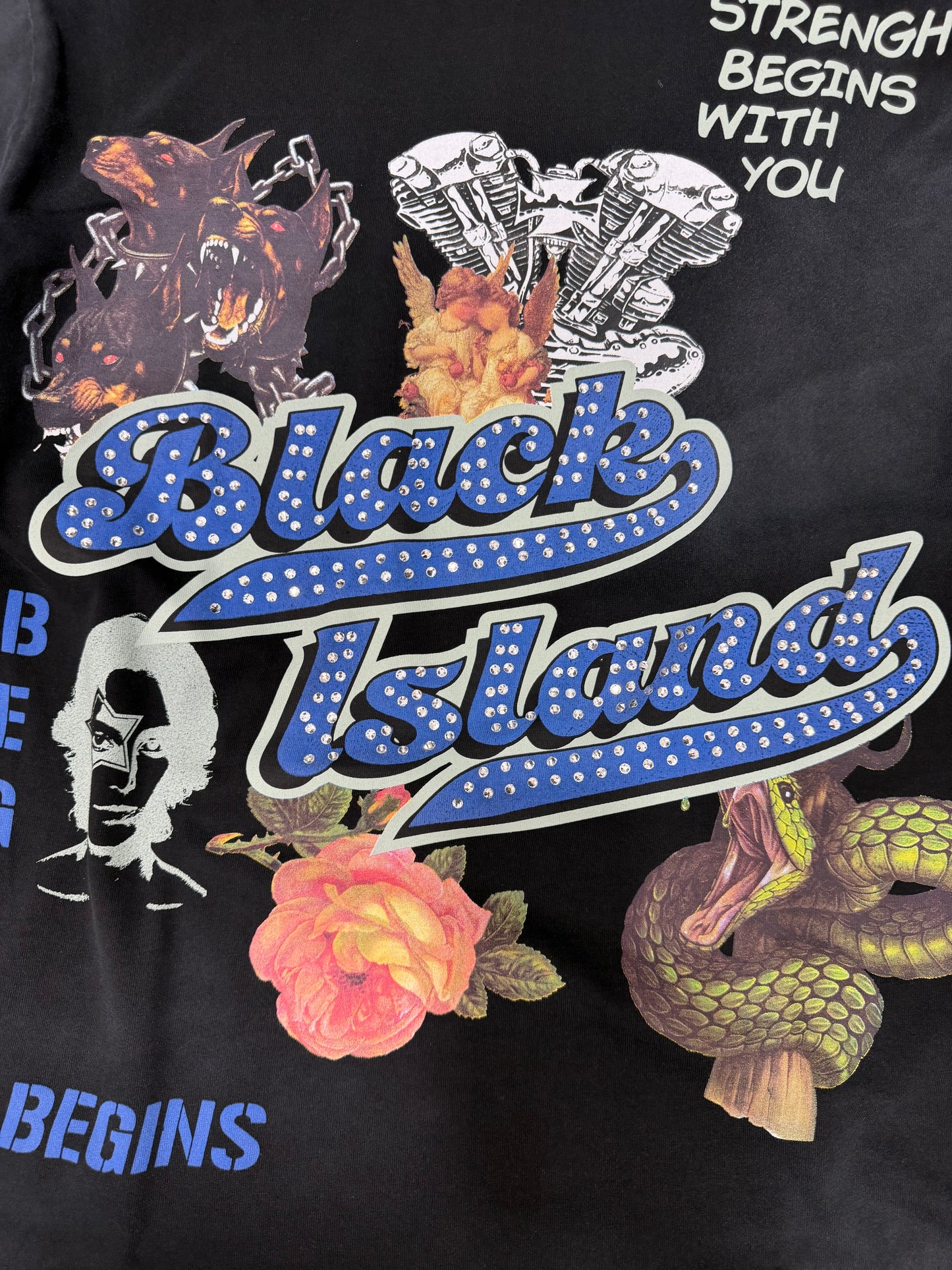 STRENGHT BEGING WITH YOU BLACK TEE BLACK ISLAND 2033