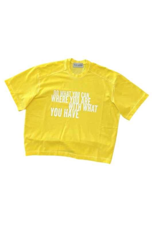 YELLOW WASHED CROPPED TEE