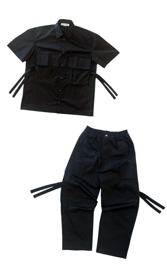 BLACK COORDSET DOUBLE POCKET