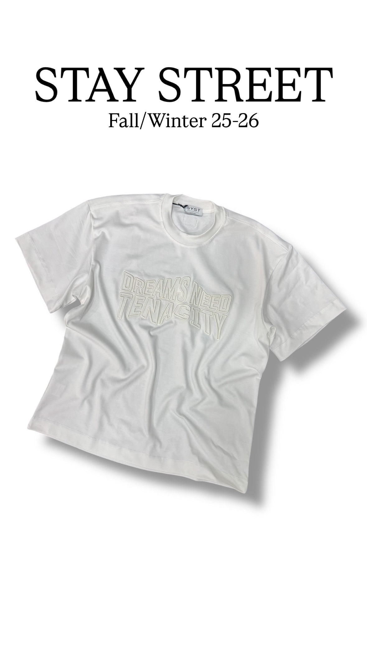 DREAMS NEED TENACITY WHITE TEE