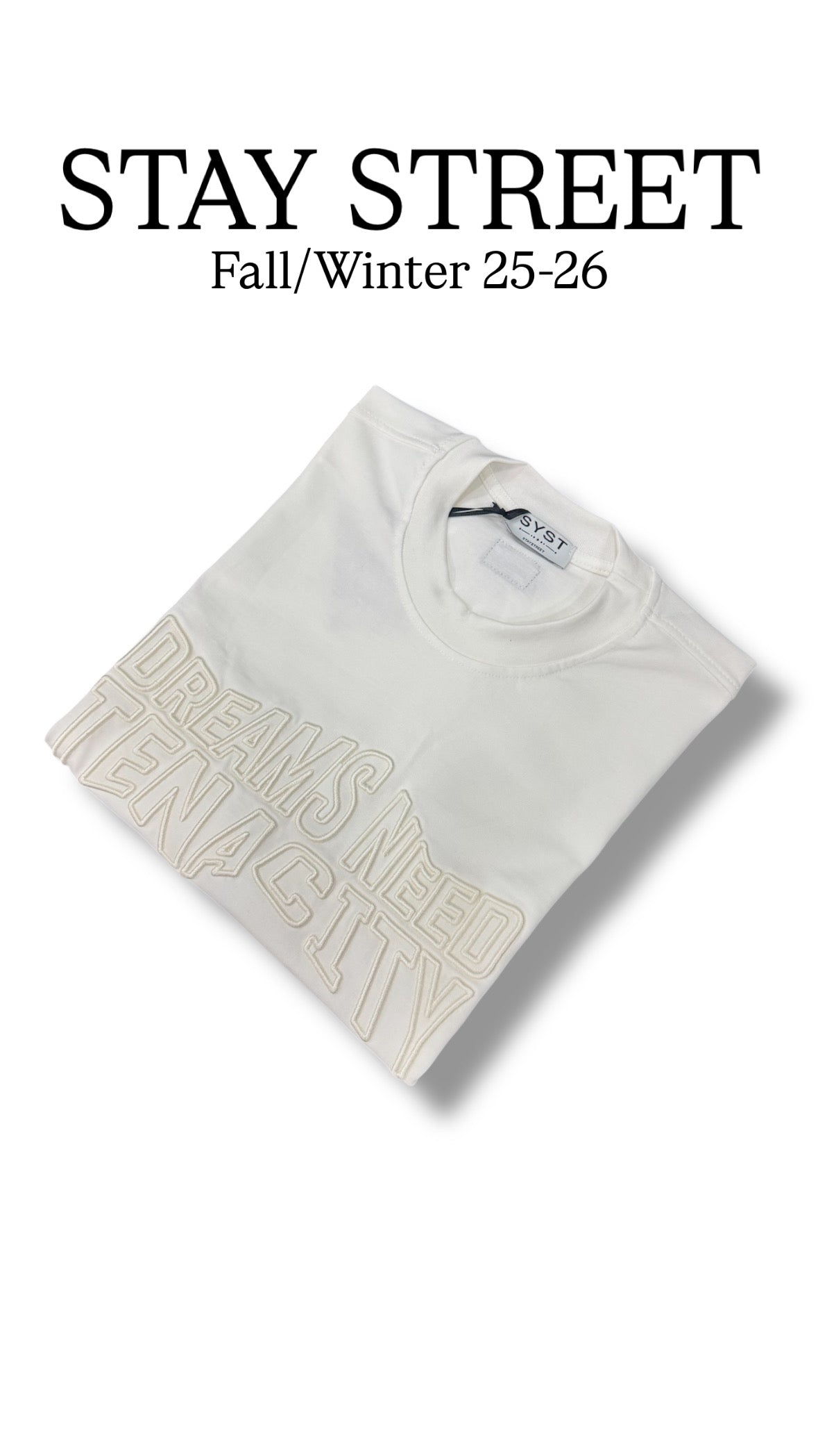 DREAMS NEED TENACITY WHITE TEE