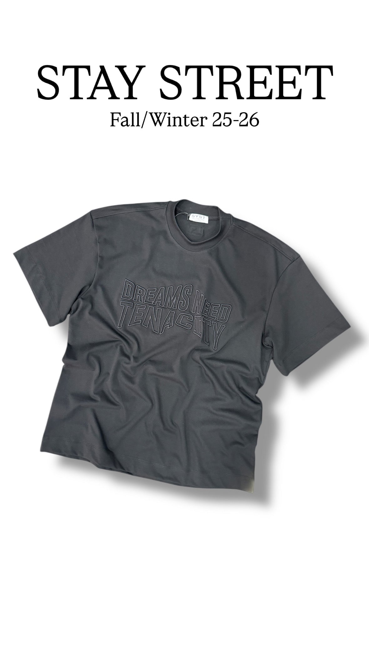 DREAMS NEED TENACITY BLACK TEE