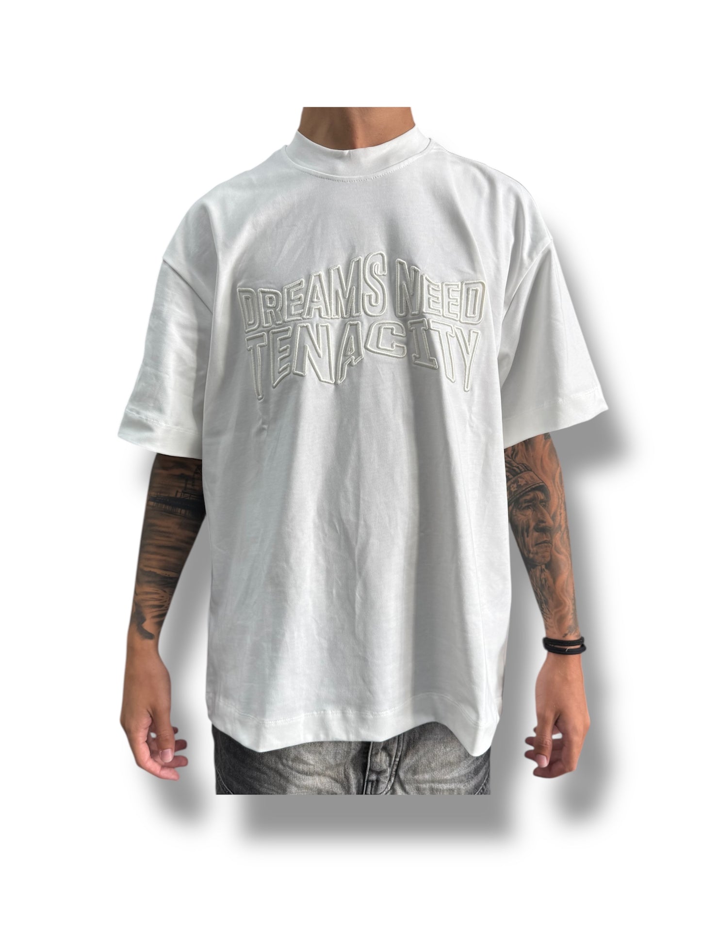 DREAMS NEED TENACITY WHITE TEE