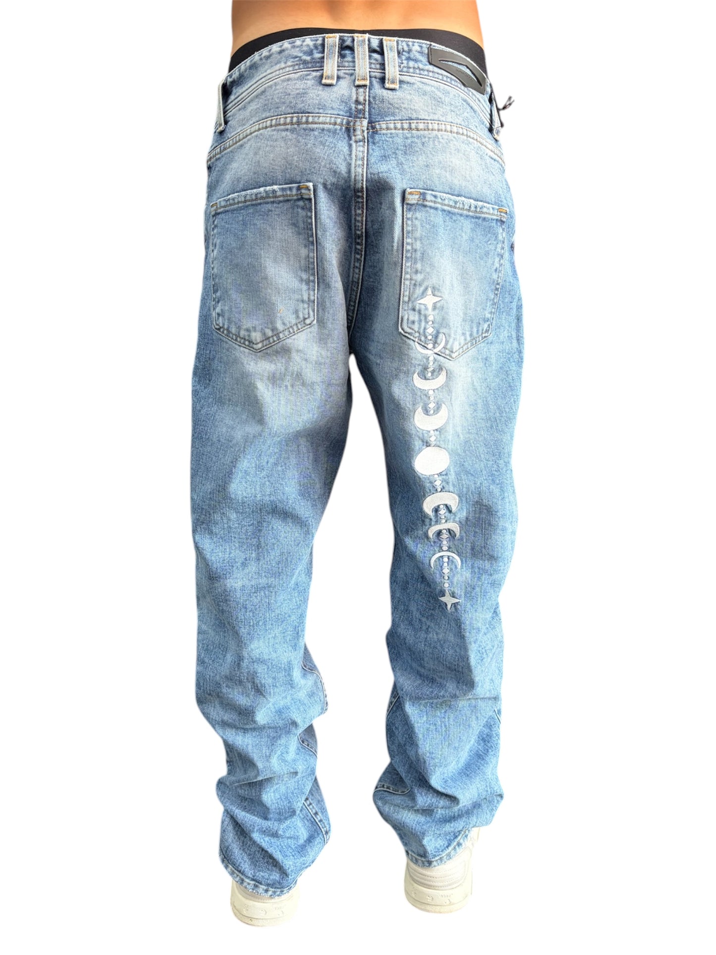 BAGGY BLUE EMBROIDERED-TRIBAL MOON