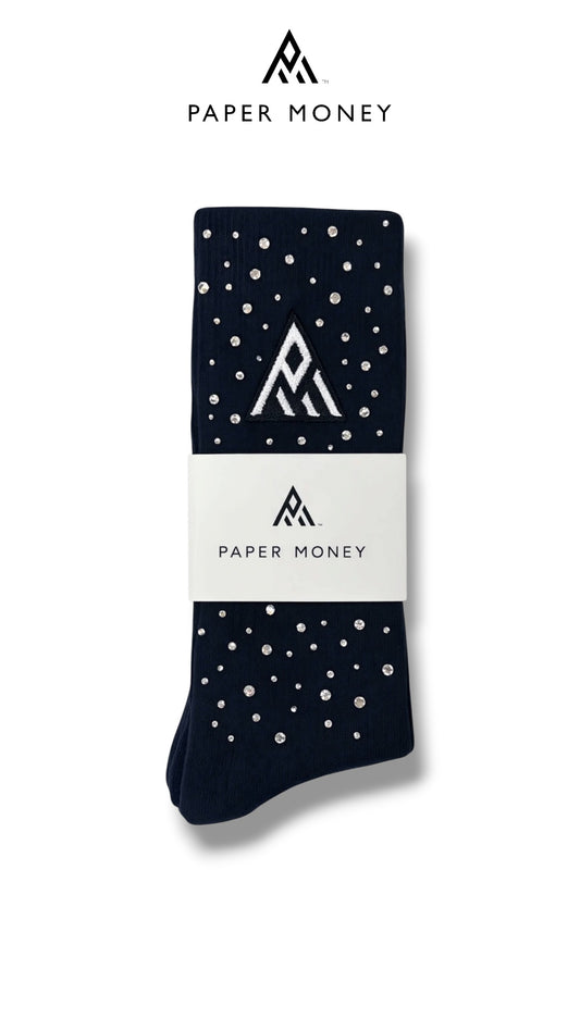 PAPER MONEY LOGO CRYSTAL SOCKS BLACK